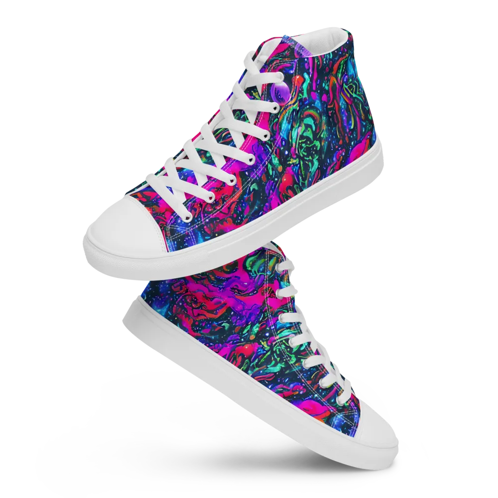Cosmic Colorstorm on Women's High Top Canvas Shoes — Front