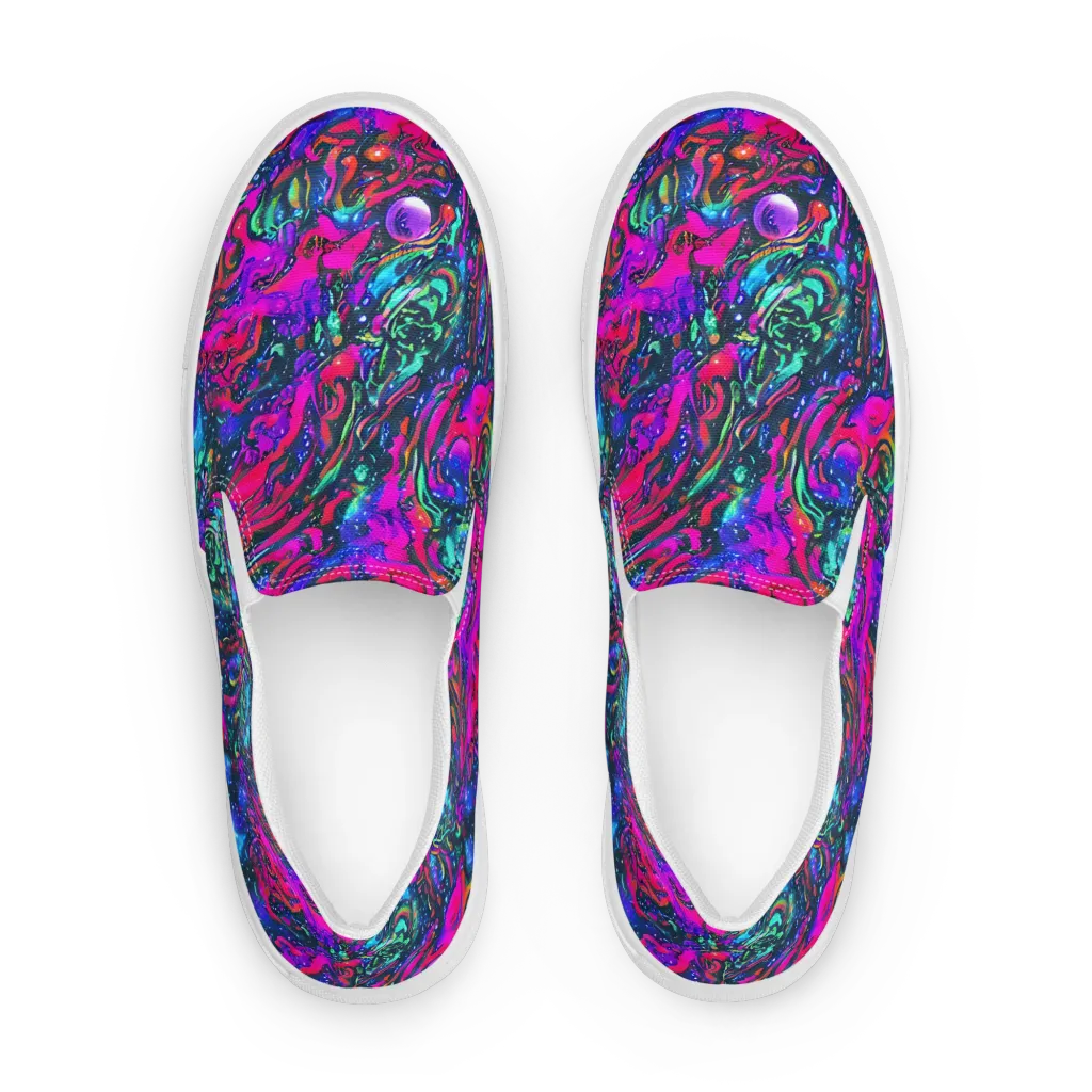 Cosmic Colorstorm on Men's Slip-On Canvas Shoes — Front