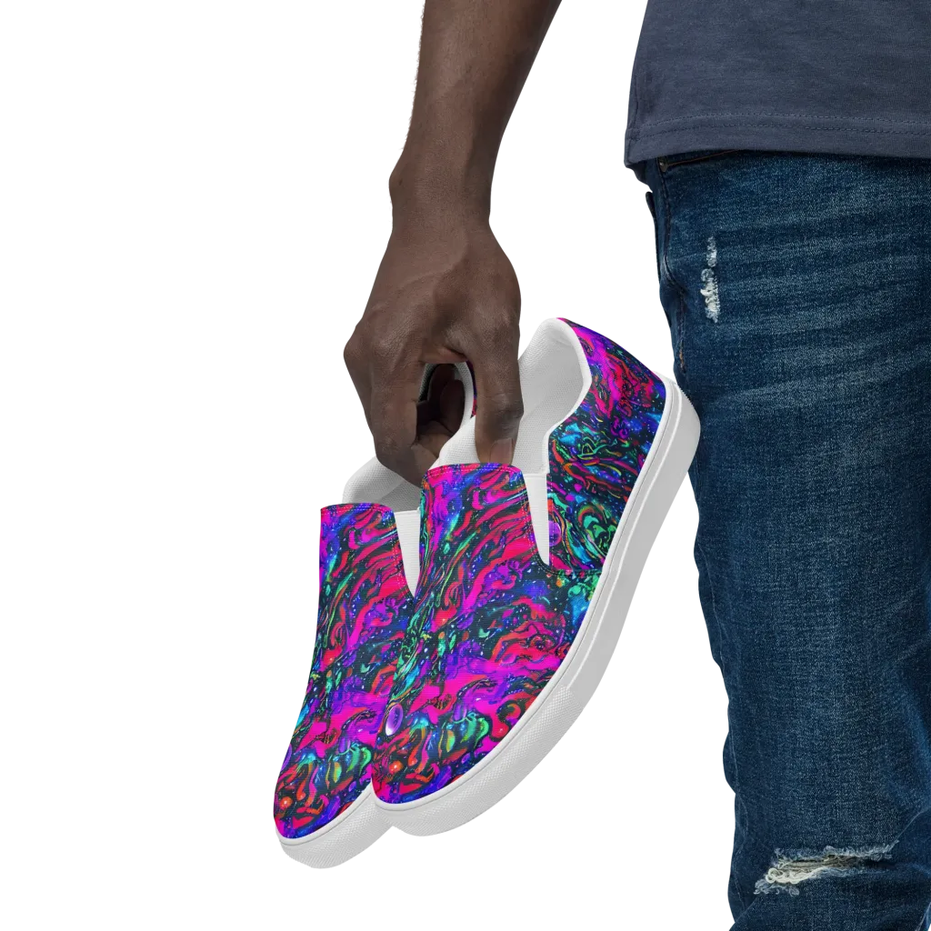 Cosmic Colorstorm on Men's Slip-On Canvas Shoes — Left Front
