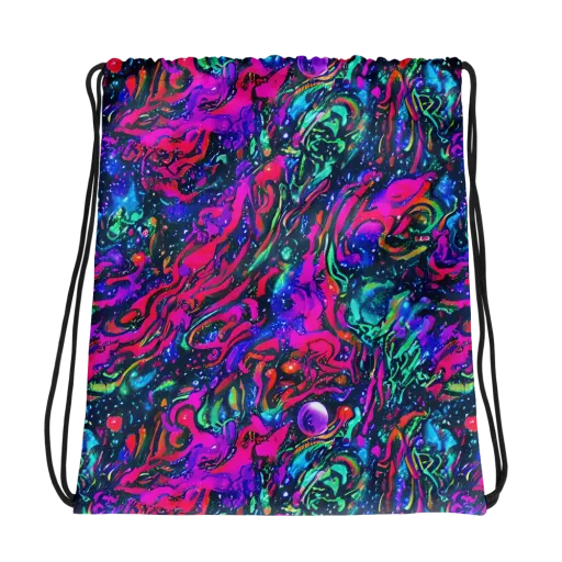 Cosmic Colorstorm on a Drawstring Bag