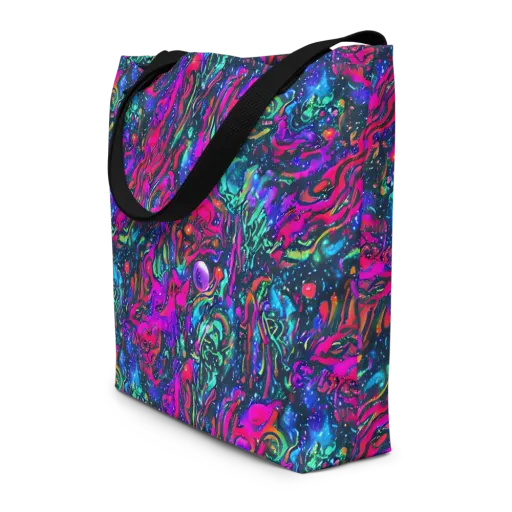 Cosmic Colorstorm on a Large Tote Bag W/ Pocket