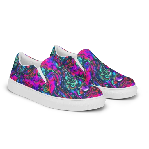 Cosmic Colorstorm on a Women's Slip-On Canvas Shoes