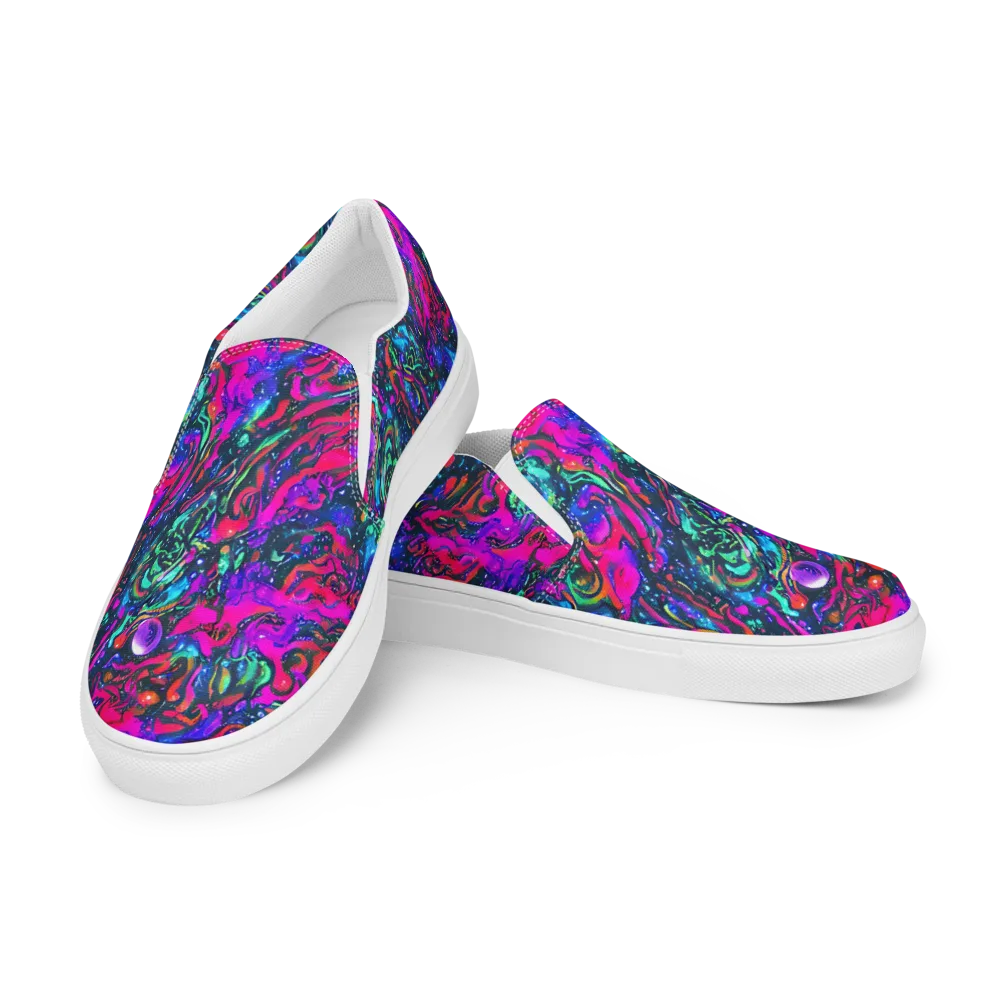 Cosmic Colorstorm on Women's Slip-On Canvas Shoes — Left Front