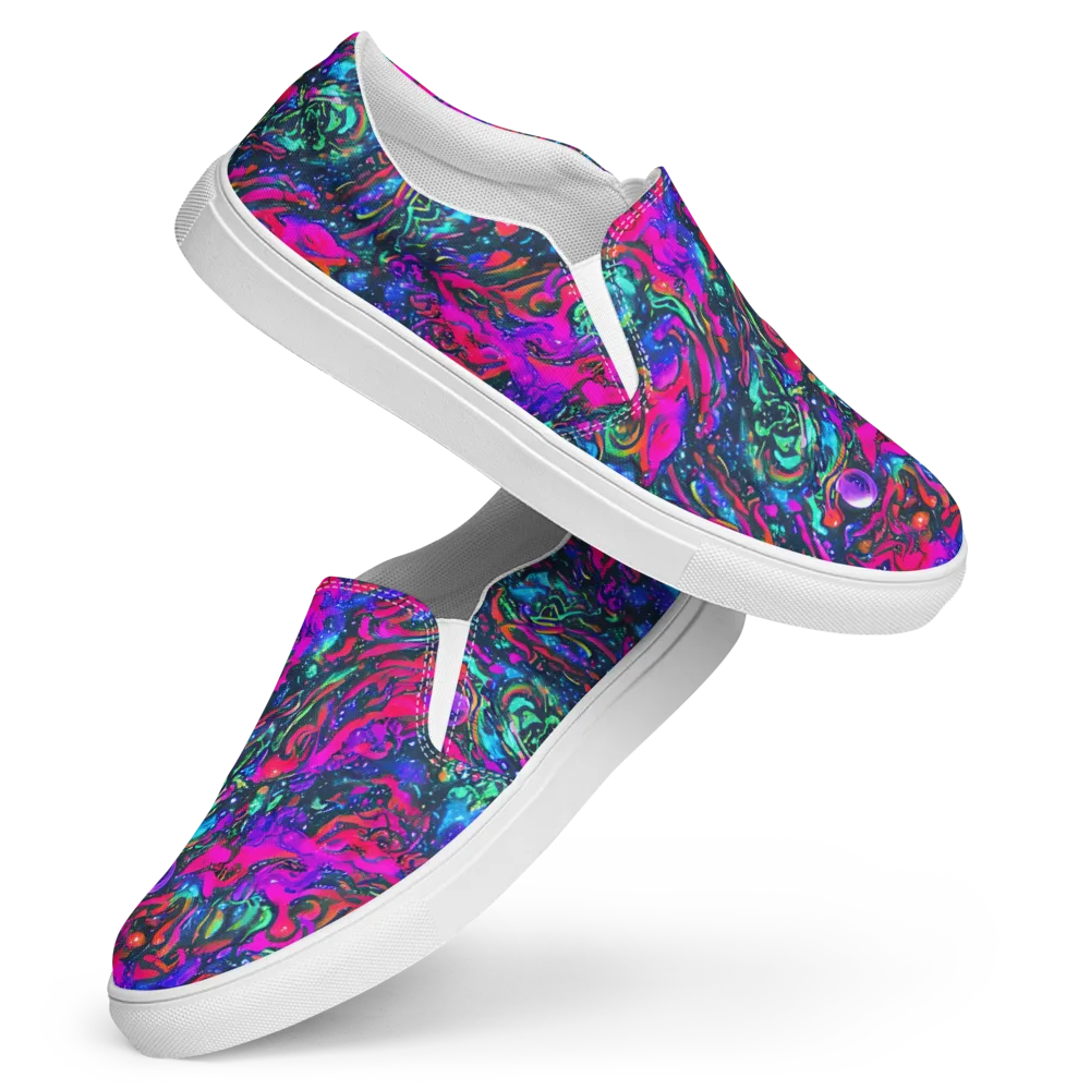 Cosmic Colorstorm on Women's Slip-On Canvas Shoes — Front