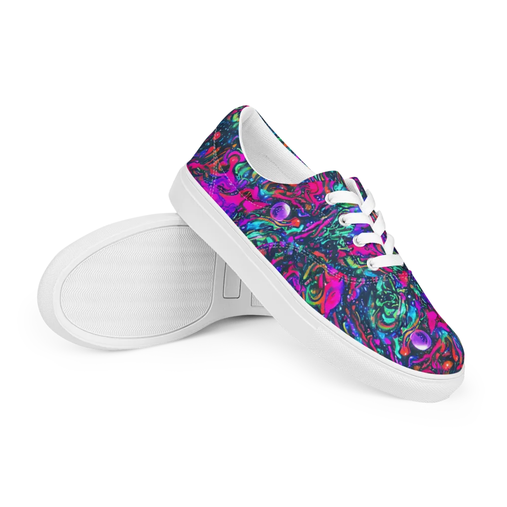 Cosmic Colorstorm on Men's Lace-Up Canvas Shoes — Right Front