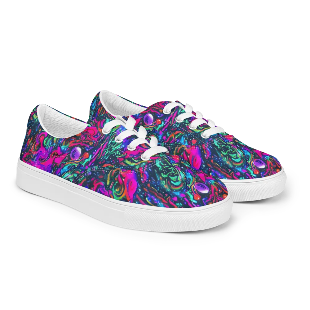 Cosmic Colorstorm on Men's Lace-Up Canvas Shoes — Right Front