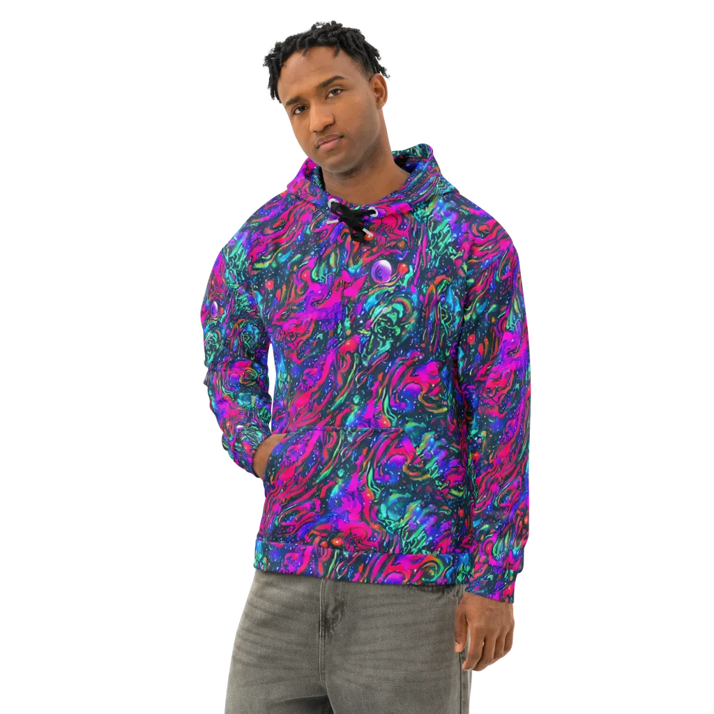 Cosmic Colorstorm on Cotton Hoodie — Left Front