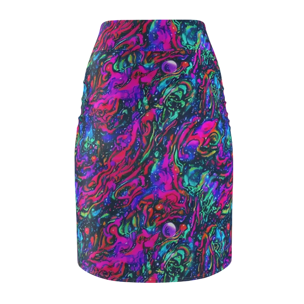 Cosmic Colorstorm on Pencil Skirt — Back