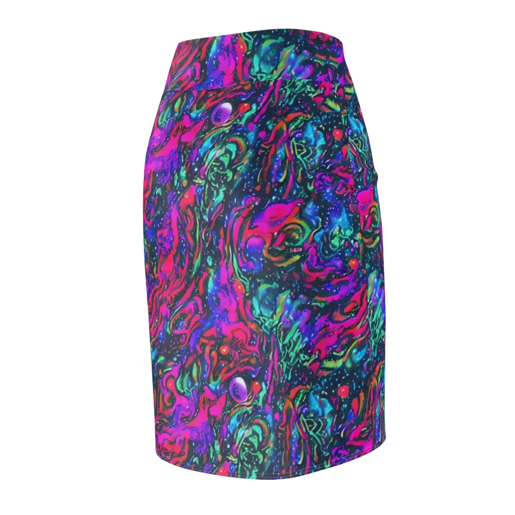 Cosmic Colorstorm on Pencil Skirt — Back Side