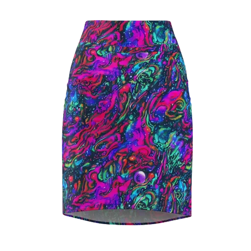 Cosmic Colorstorm on a Pencil Skirt