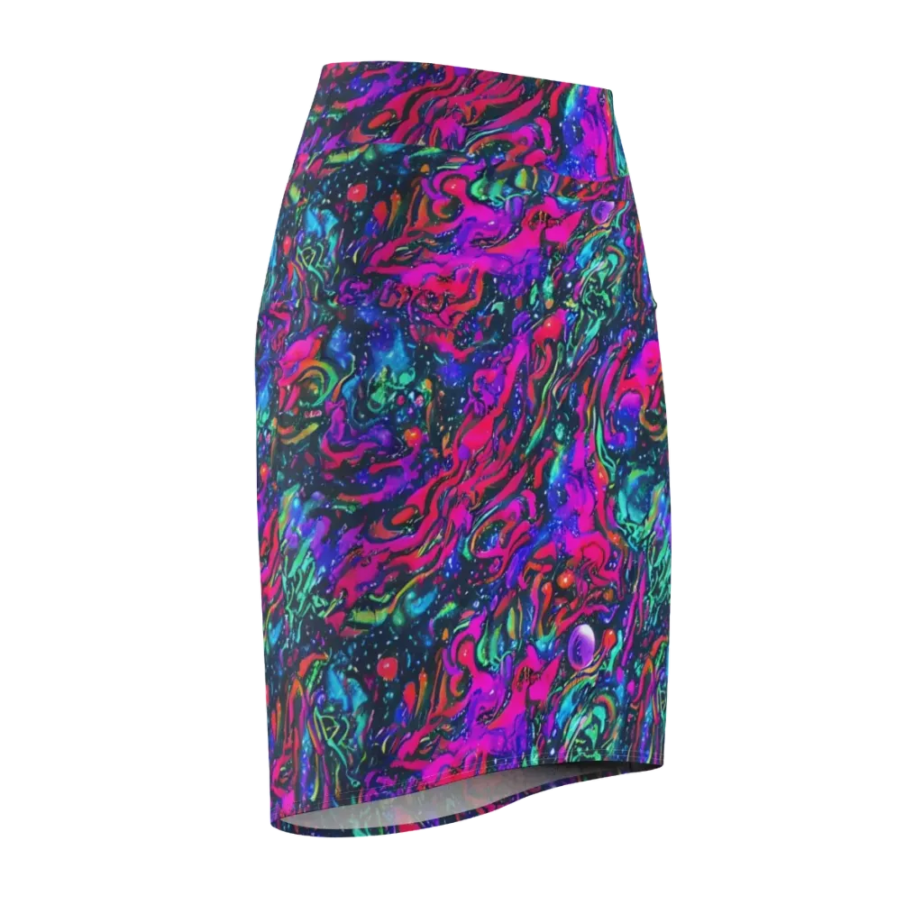 Cosmic Colorstorm on Pencil Skirt — Front Side