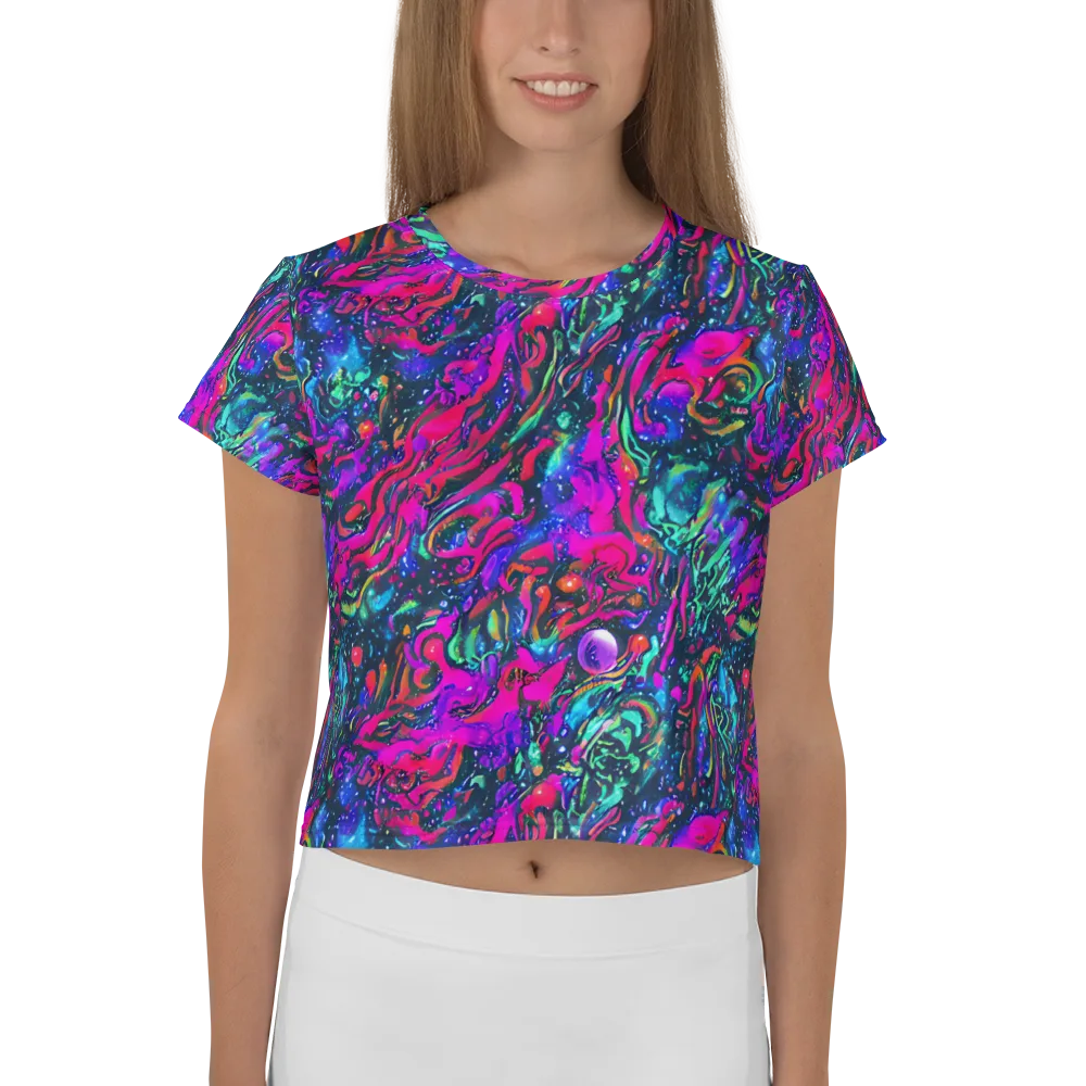 Cosmic Colorstorm on Crop Tee — Front
