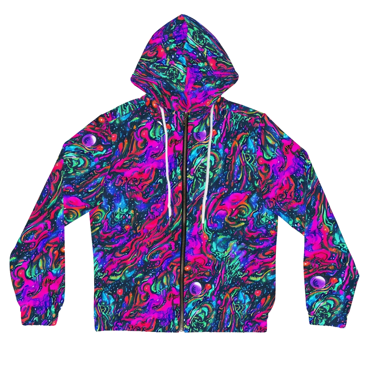 Cosmic Colorstorm on Women's Full-Zip Hoodie — Front