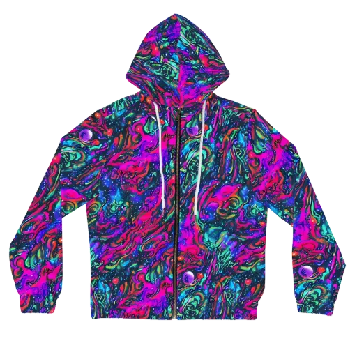 Cosmic Colorstorm on a Women's Full-Zip Hoodie