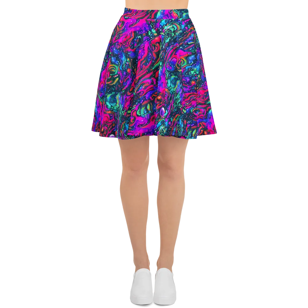 Cosmic Colorstorm on Skater Skirt — Front