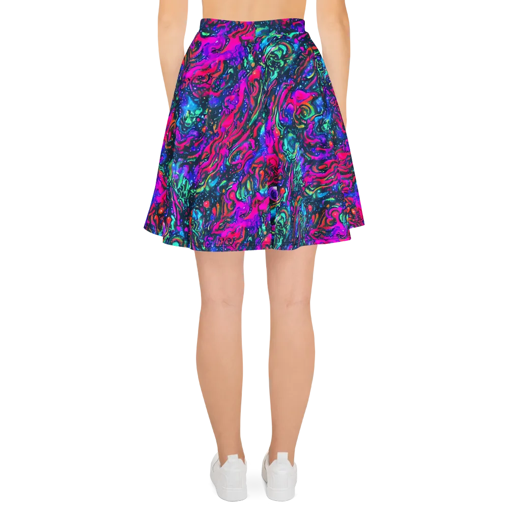 Cosmic Colorstorm on Skater Skirt — Back