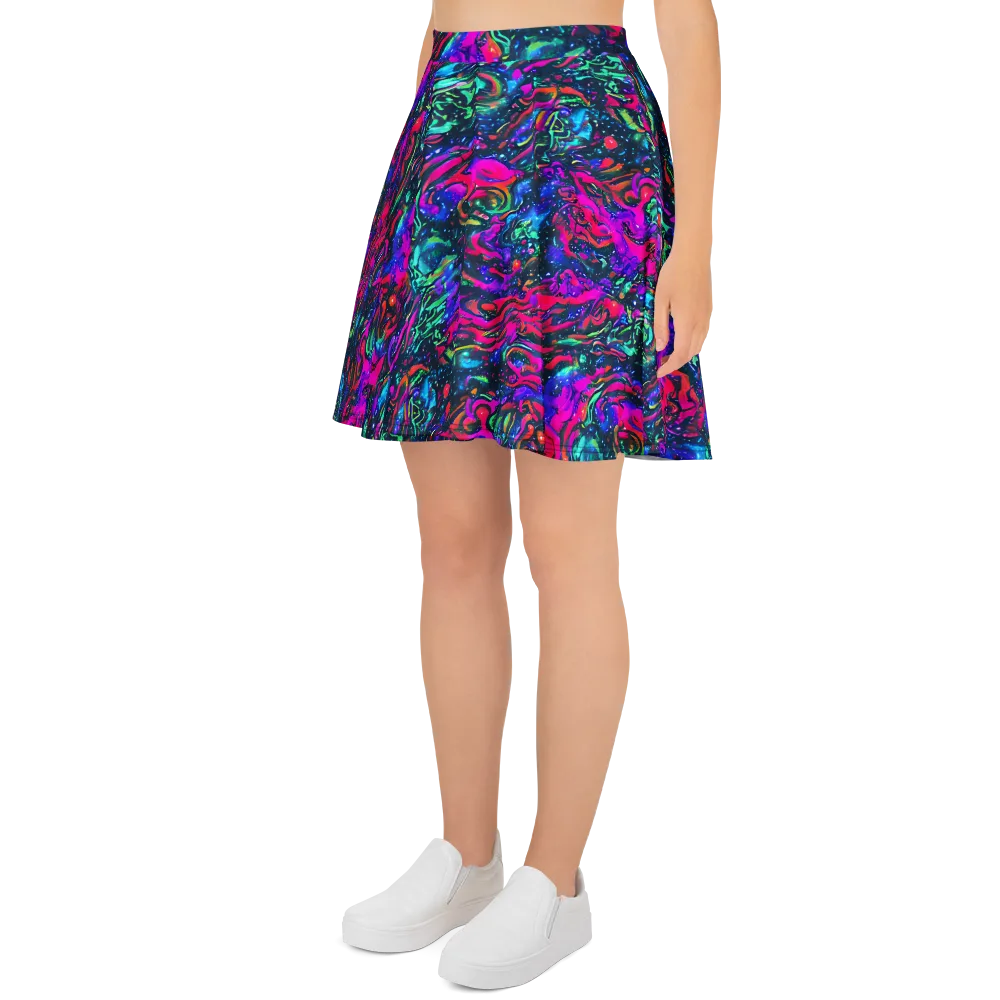 Cosmic Colorstorm on Skater Skirt — Left