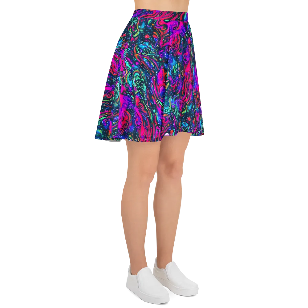 Cosmic Colorstorm on Skater Skirt — Right