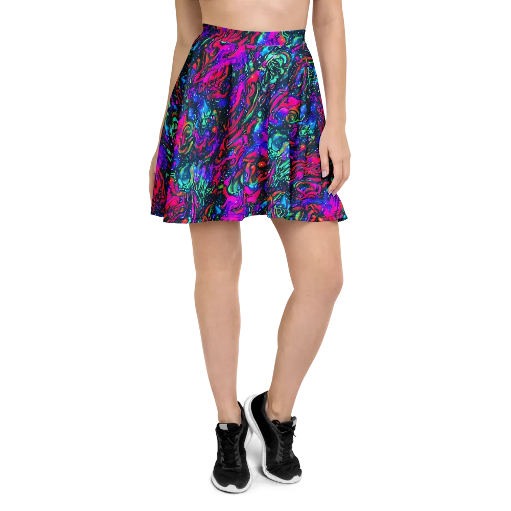 Cosmic Colorstorm on Skater Skirt — Front