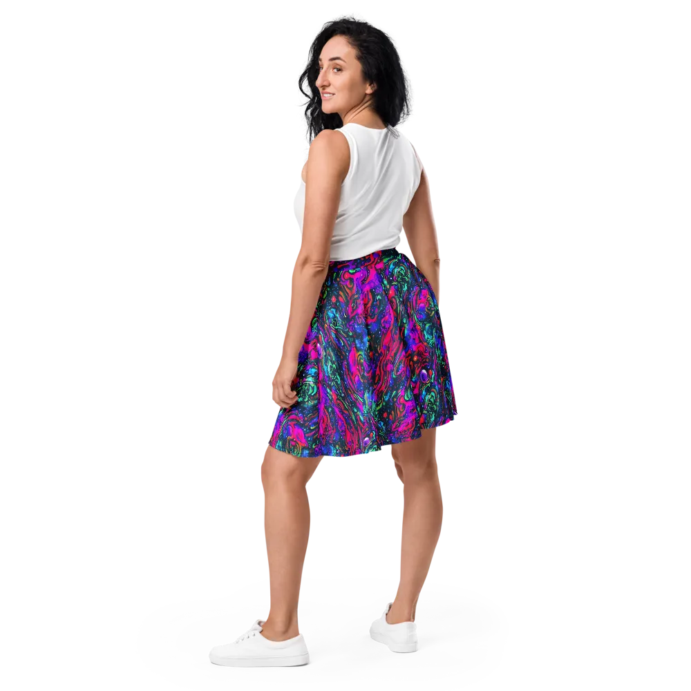 Cosmic Colorstorm on Skater Skirt — Back