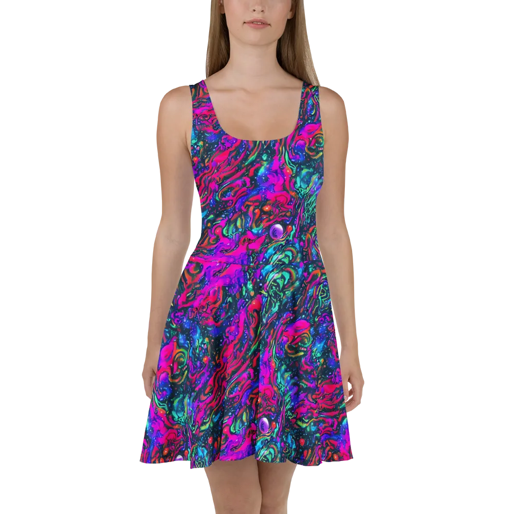 Cosmic Colorstorm on Skater Dress — Front