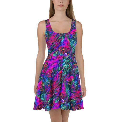 Cosmic Colorstorm on a Skater Dress