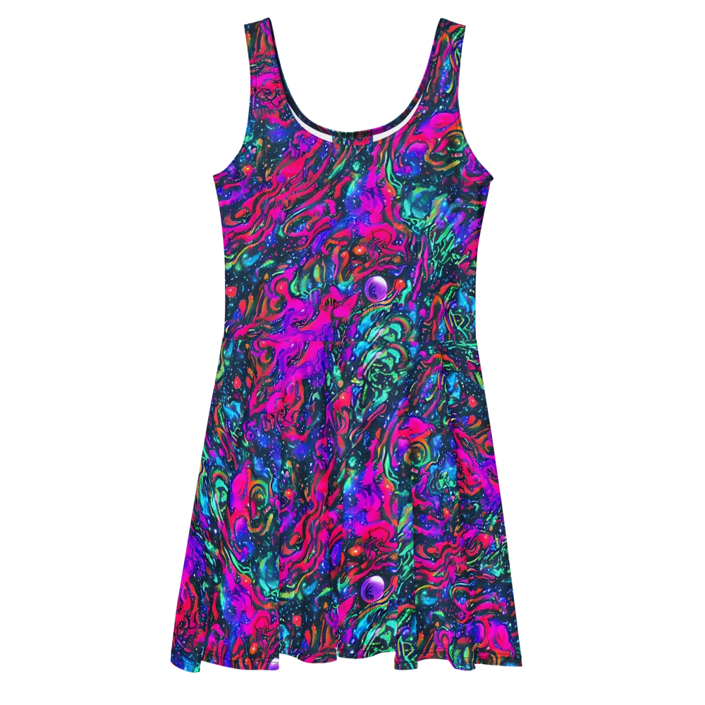 Cosmic Colorstorm on Skater Dress — Front
