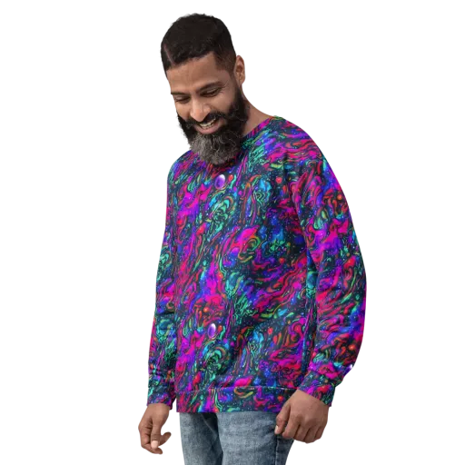 Cosmic Colorstorm on a Sweatshirt