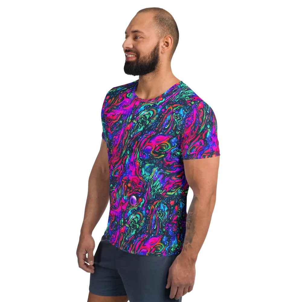 Cosmic Colorstorm on Men's Athletic T-Shirt — Left