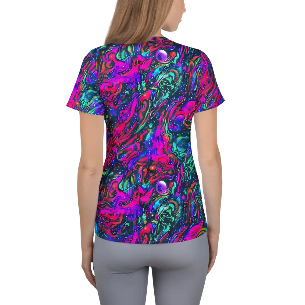 Cosmic Colorstorm on Women's Athletic T-Shirt — Back
