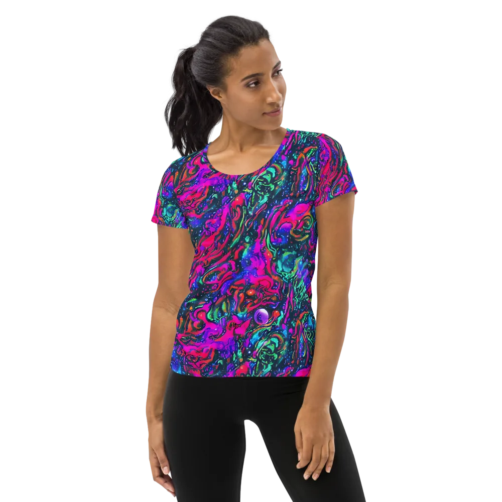 Cosmic Colorstorm on Women's Athletic T-Shirt — Front