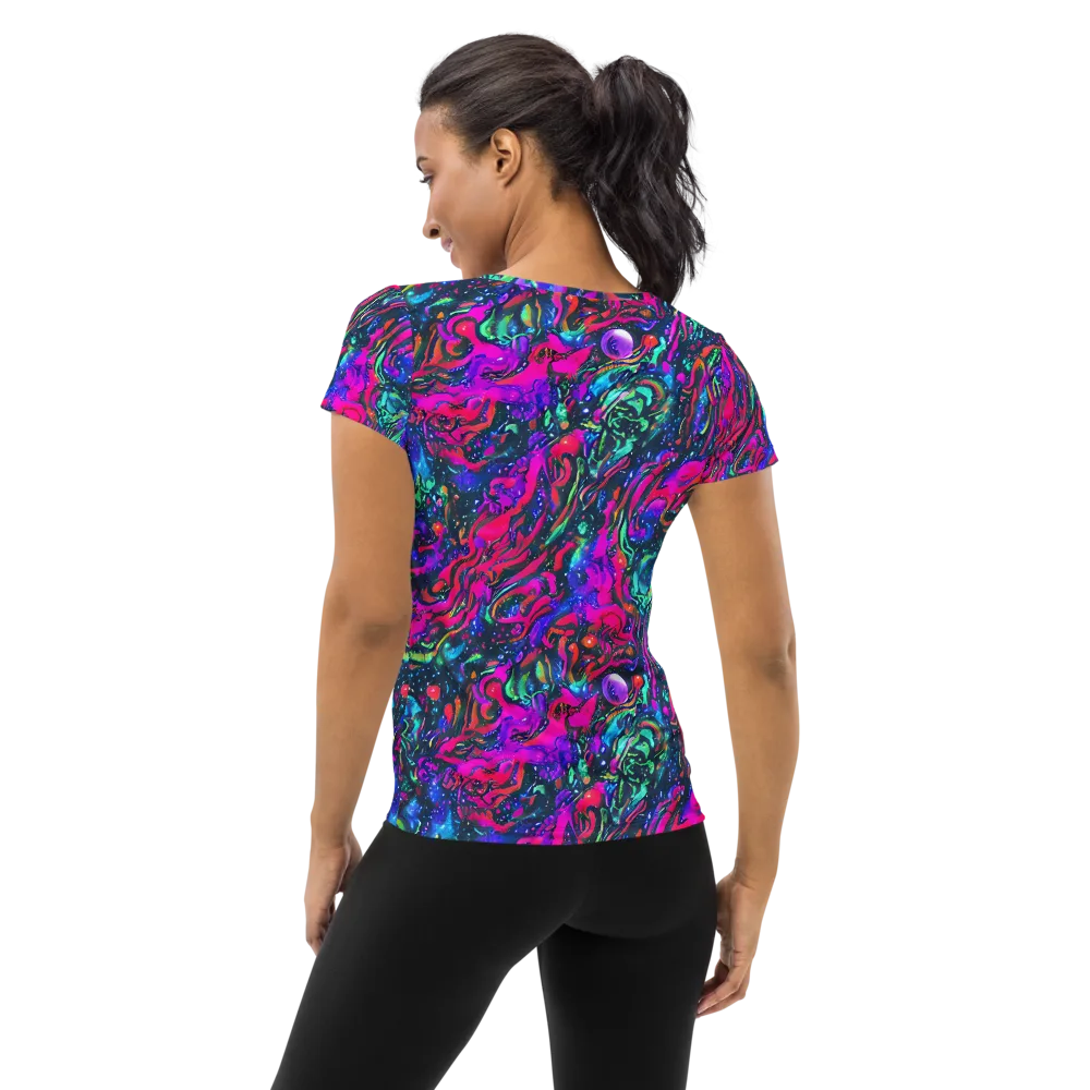 Cosmic Colorstorm on Women's Athletic T-Shirt — Back