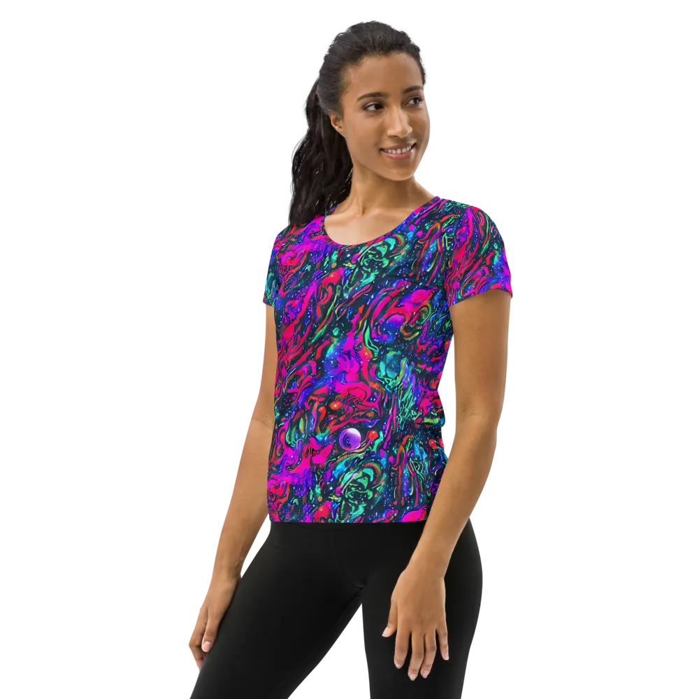 Cosmic Colorstorm on Women's Athletic T-Shirt — Left