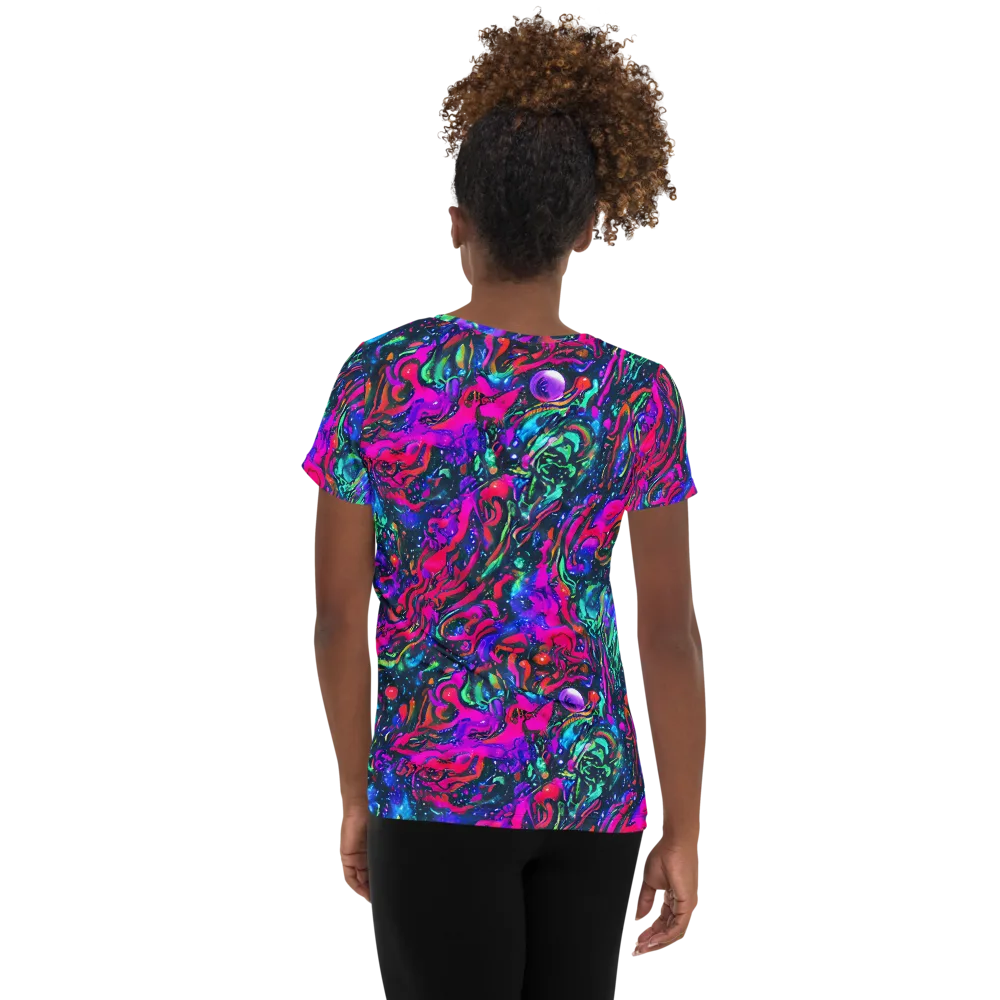 Cosmic Colorstorm on Women's Athletic T-Shirt — Back
