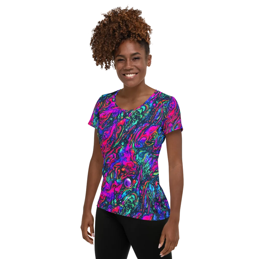 Cosmic Colorstorm on Women's Athletic T-Shirt — Left