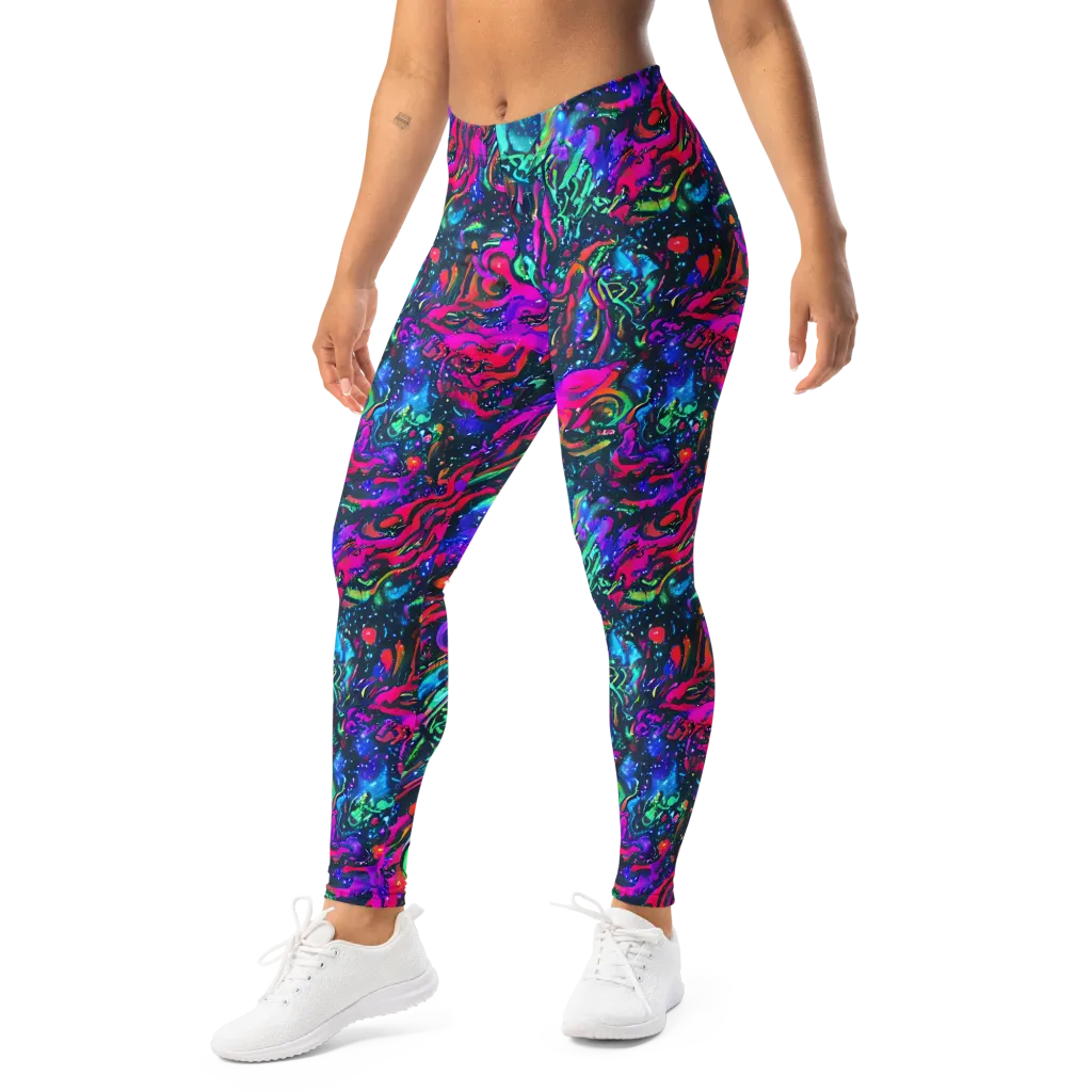Cosmic Colorstorm on Leggings — Left Front