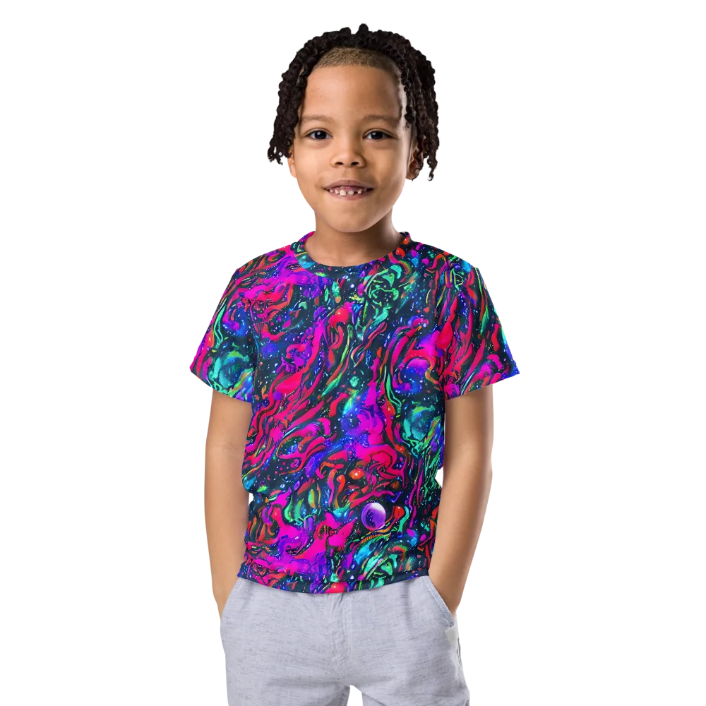 Cosmic Colorstorm on Kids Crew Neck T-Shirt — Front