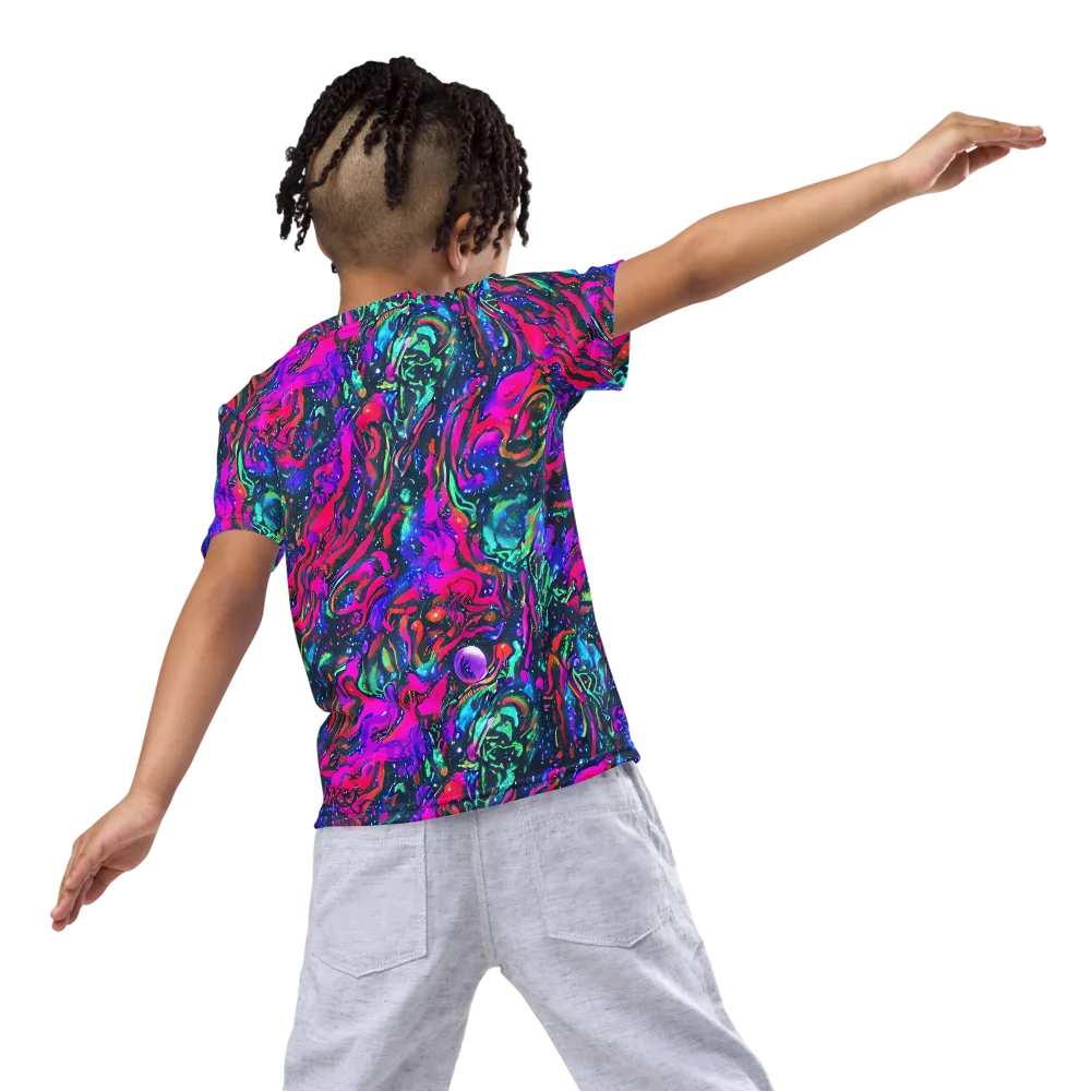 Cosmic Colorstorm on Kids Crew Neck T-Shirt — Back