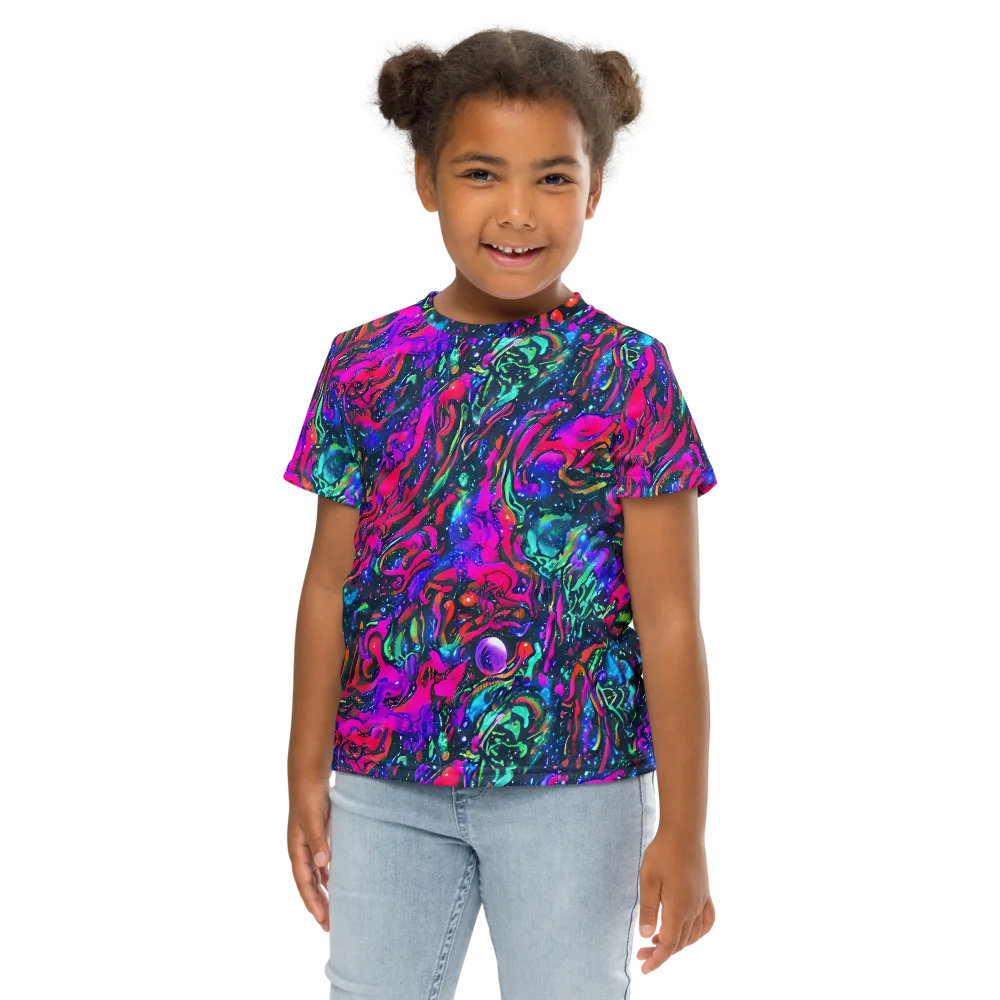 Cosmic Colorstorm on Kids Crew Neck T-Shirt — Front
