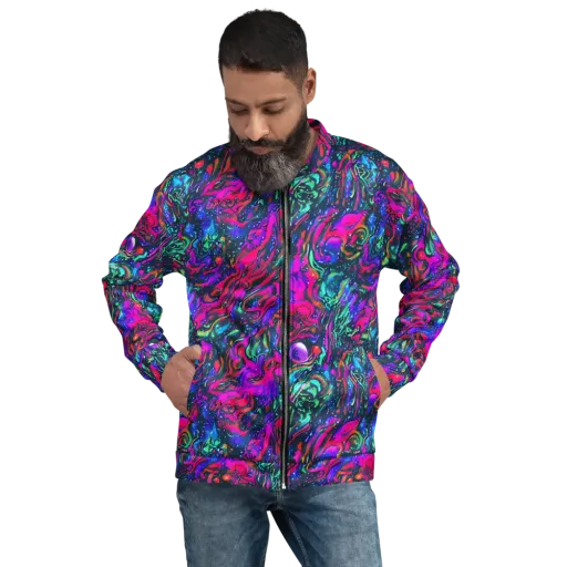 Cosmic Colorstorm on a Bomber Jacket