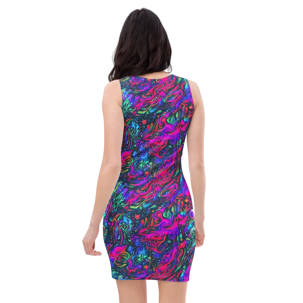 Cosmic Colorstorm on Bodycon Dress — Back