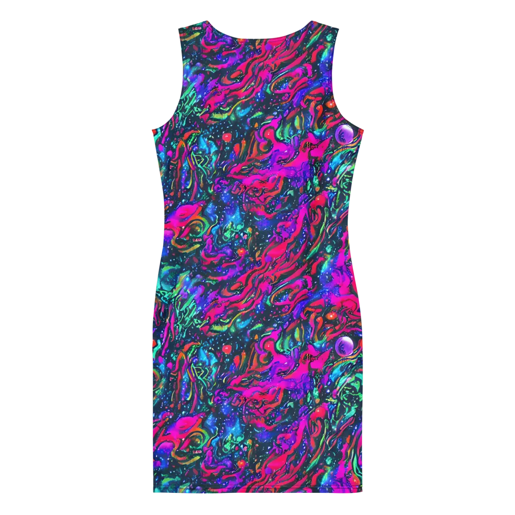 Cosmic Colorstorm on Bodycon Dress — Back