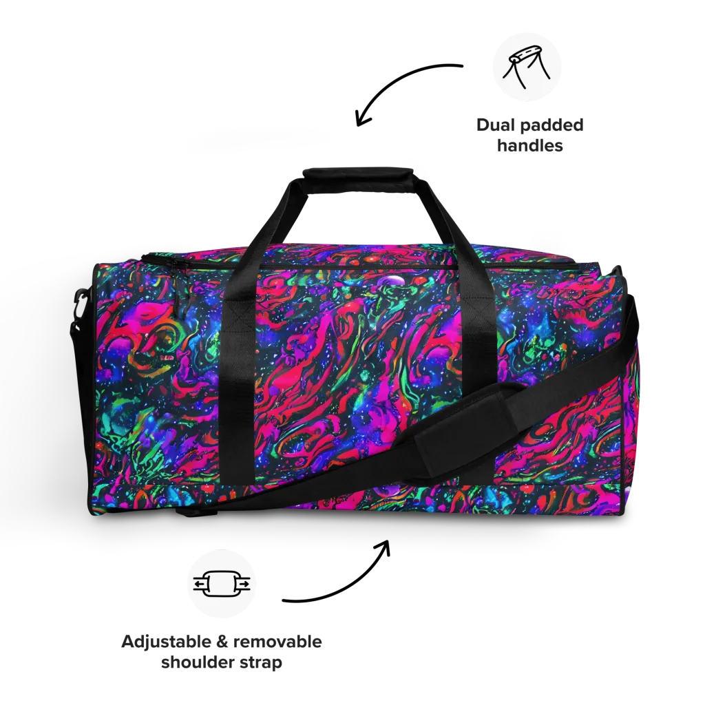 Cosmic Colorstorm on Duffle Bag — Front