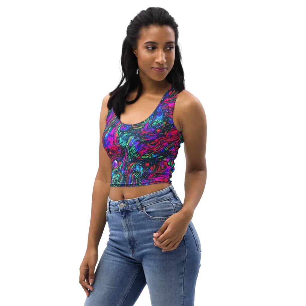 Cosmic Colorstorm on Crop Top — Left Front