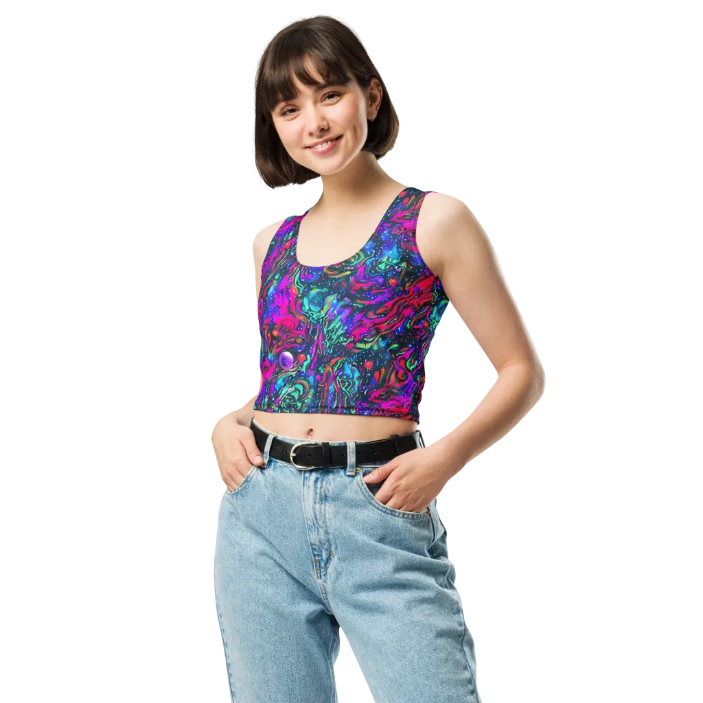 Cosmic Colorstorm on Crop Top — Front