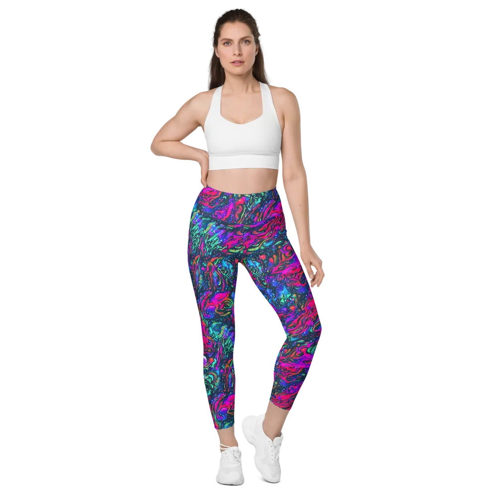Cosmic Colorstorm on Leggings with Pockets — Front