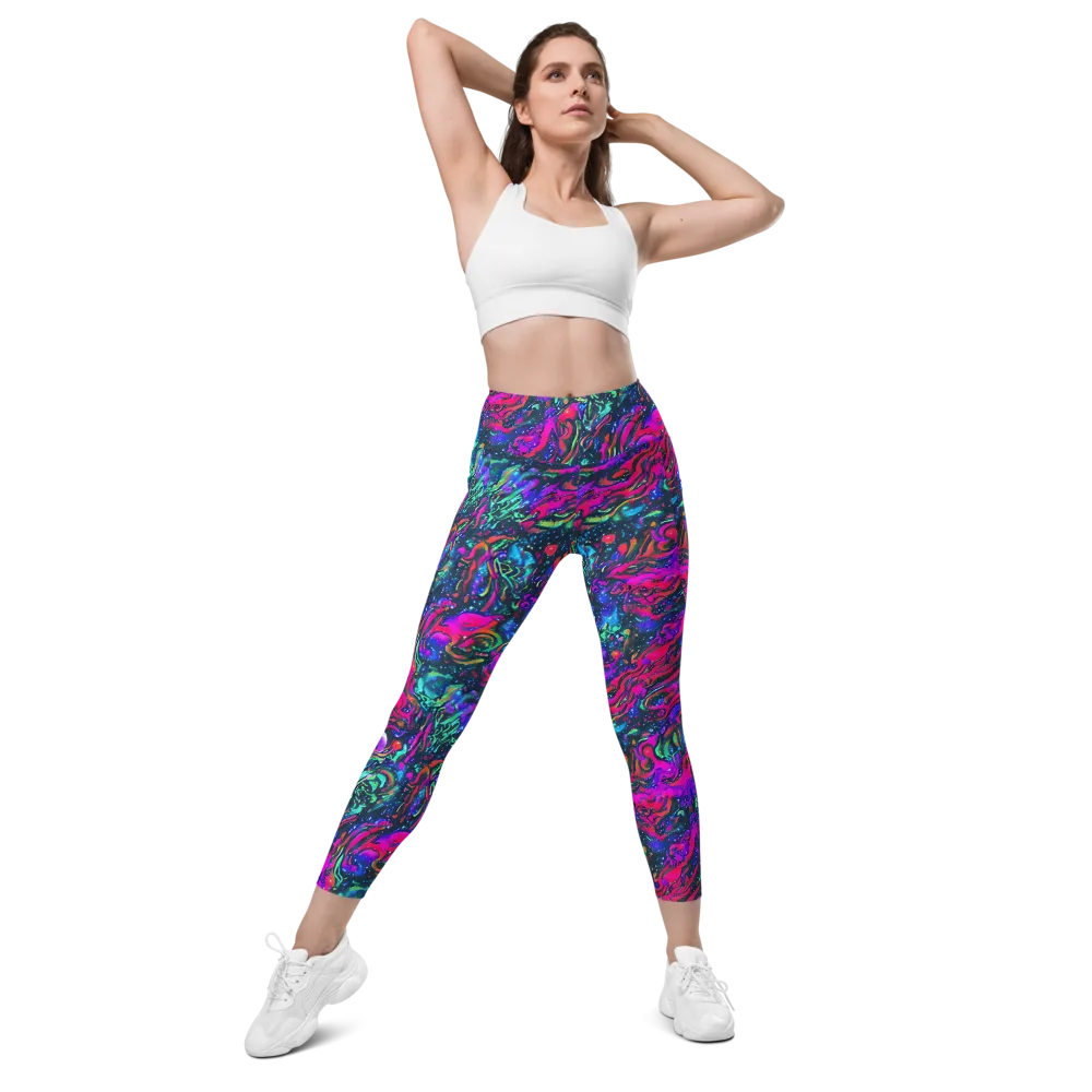 Cosmic Colorstorm on Leggings with Pockets — Front