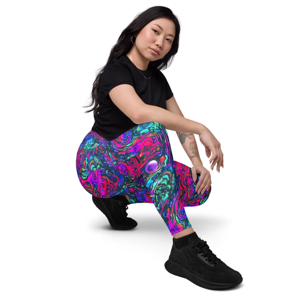 Cosmic Colorstorm on Leggings with Pockets — Right Front