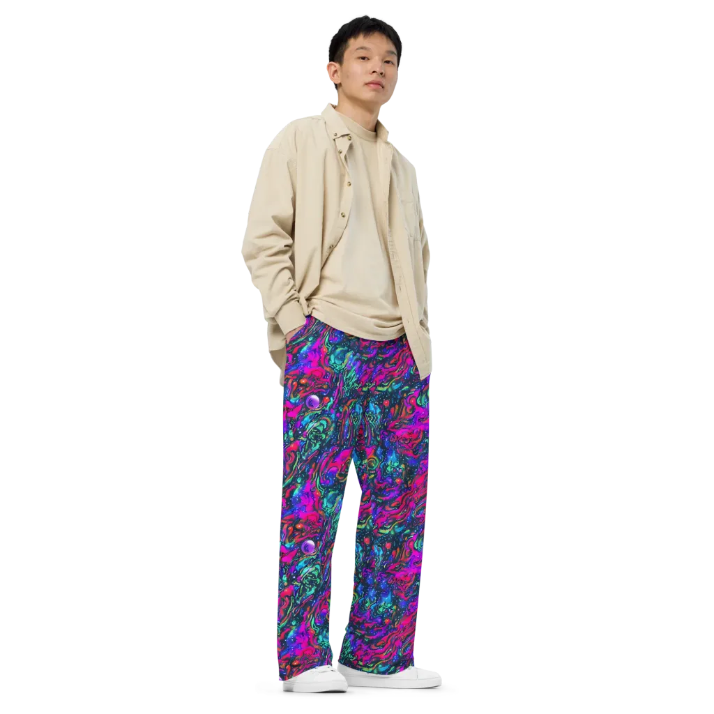 Cosmic Colorstorm on Wide-Leg Pants — Right Front