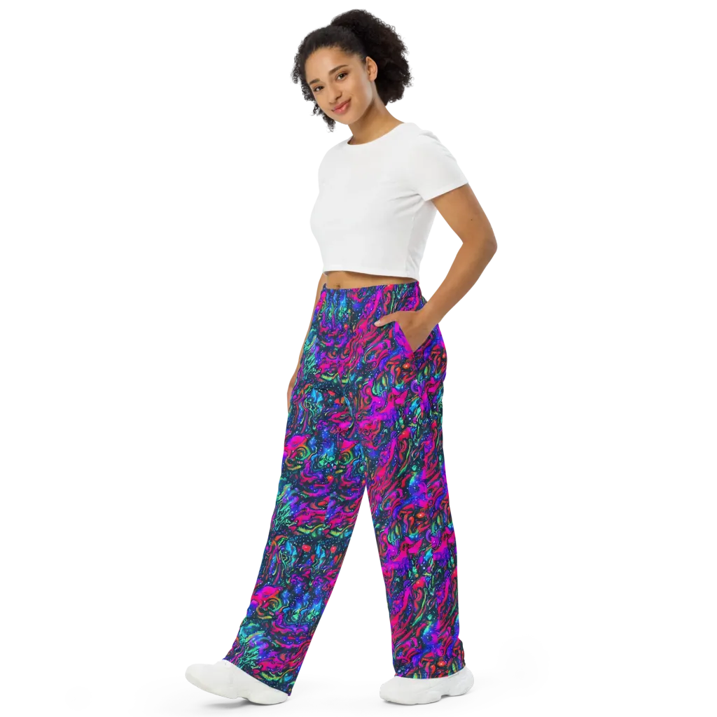 Cosmic Colorstorm on Wide-Leg Pants — Left Front